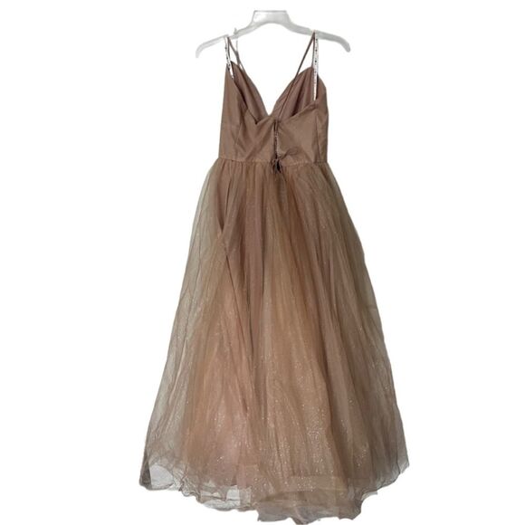 Jules & Cleo lace up glitter tule ball gown ROSEGOLD SIZE 18 - Picture 3 of 16